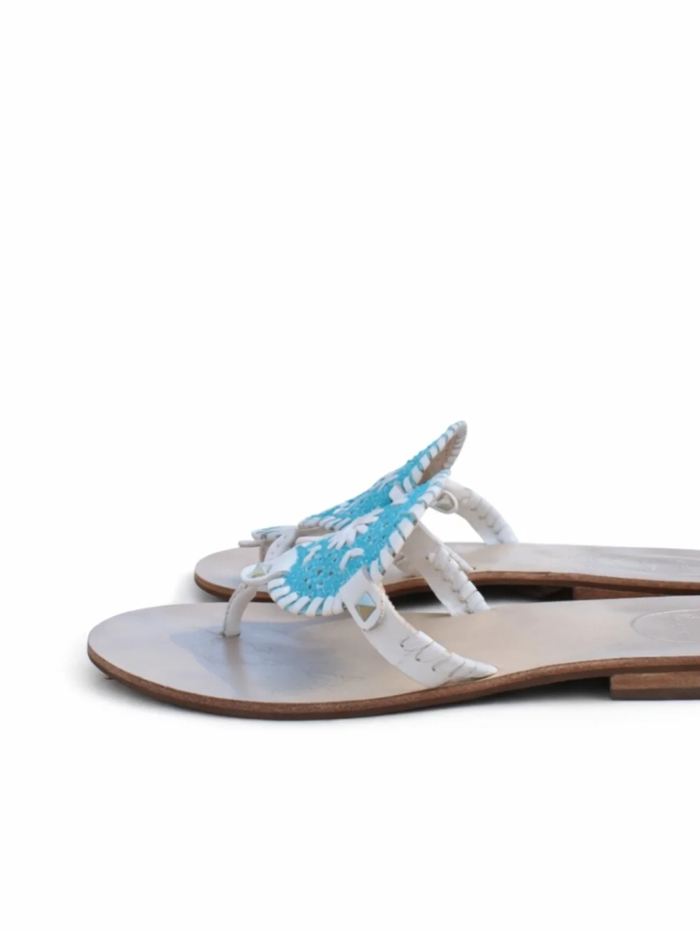 Jack Rogers Blue Turquoise Medallion Sandals Size 9 Coastal Preppy Chic - Picture 4 of 9